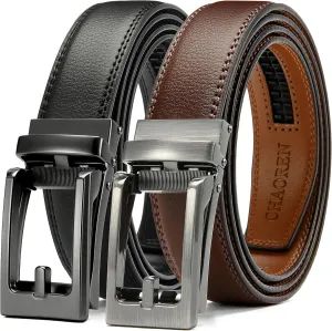 CHAOREN Click Belt for Men 2 Pack - Mens Dress Belt 1 1/4" in Packing Box - Design Belt Meet Almost Any Occasion and Outfit