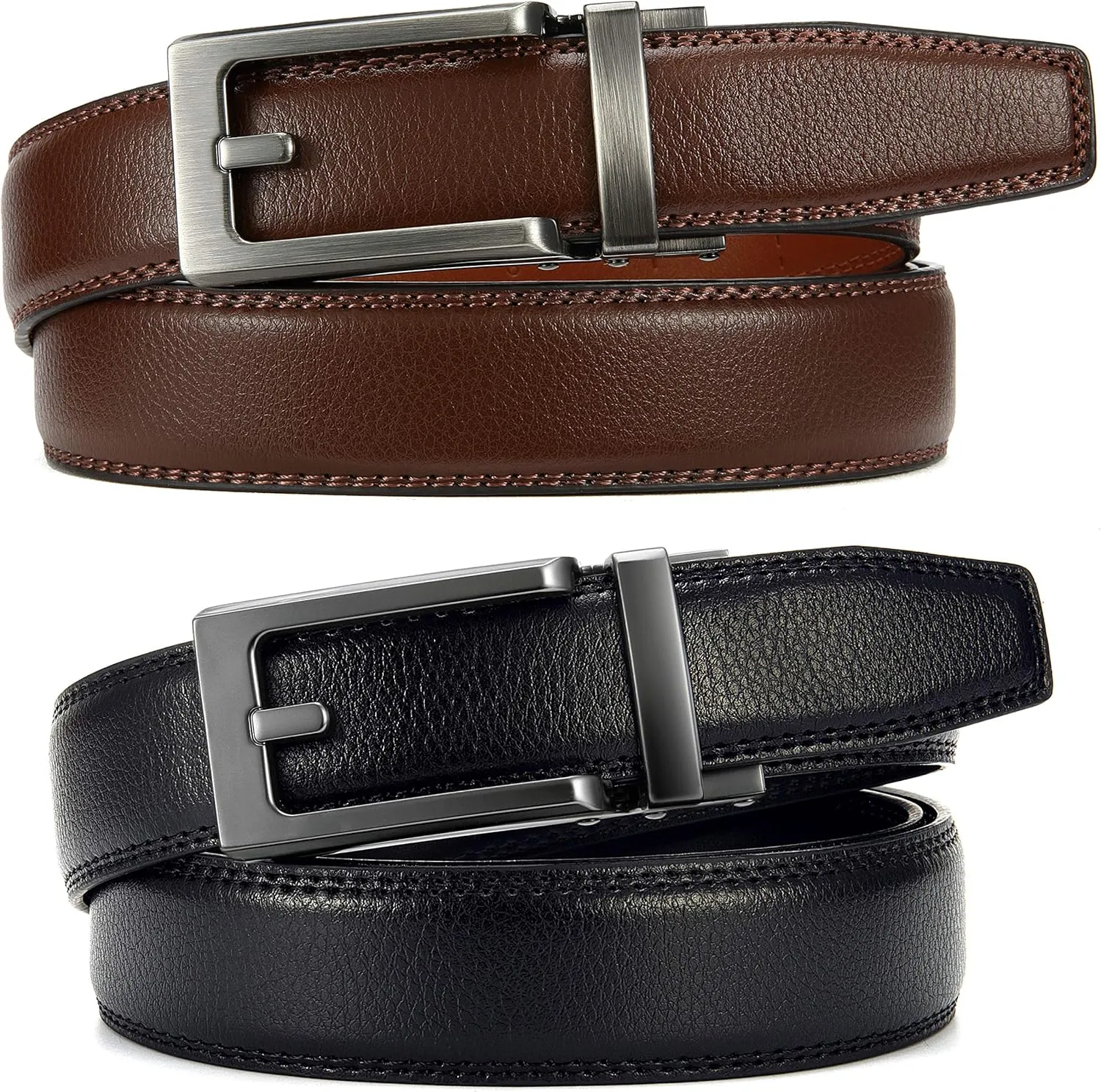 CHAOREN Click Belt for Men 2 Pack - Mens Dress Belt 1 1/4" in Packing Box - Design Belt Meet Almost Any Occasion and Outfit
