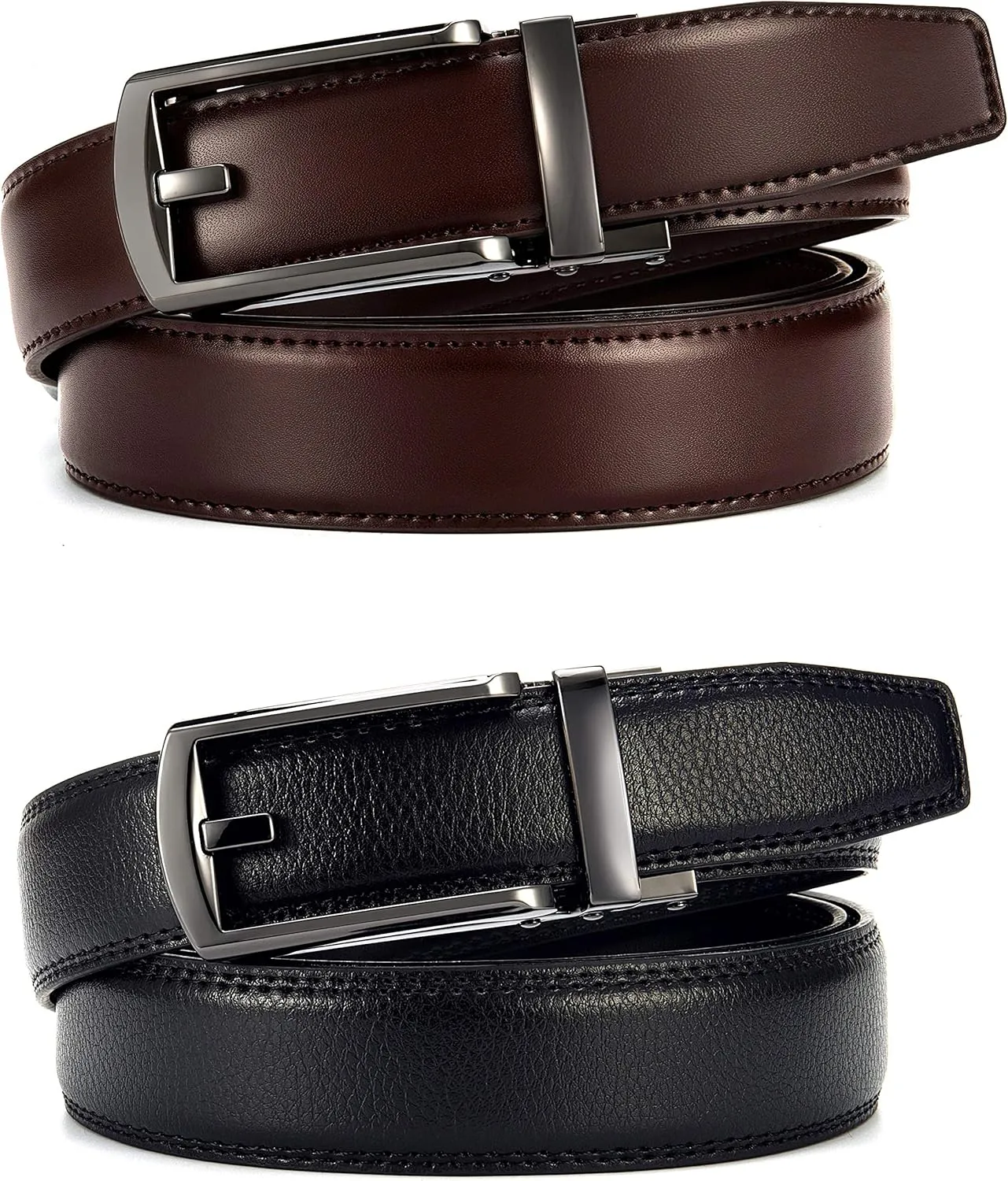 CHAOREN Click Belt for Men 2 Pack - Mens Dress Belt 1 1/4" in Packing Box - Design Belt Meet Almost Any Occasion and Outfit