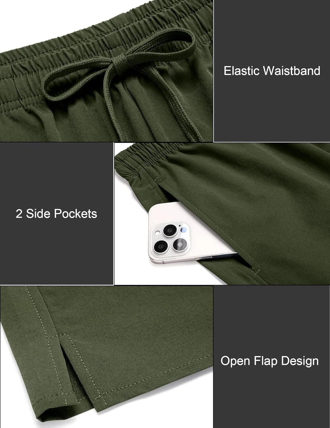 COOFANDY Men's Casual Shorts 7 inch Quick Dry Lightweight Shorts Elastic Waist Summer Beach Shorts