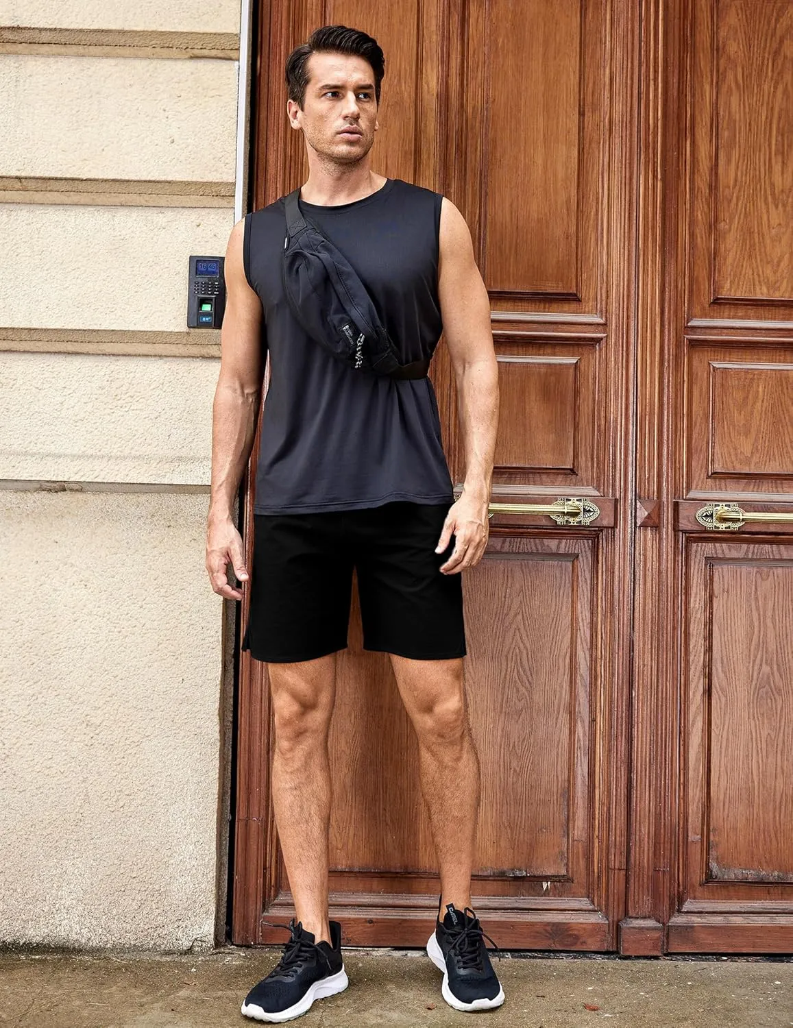 COOFANDY Men's Casual Shorts 7 inch Quick Dry Lightweight Shorts Elastic Waist Summer Beach Shorts
