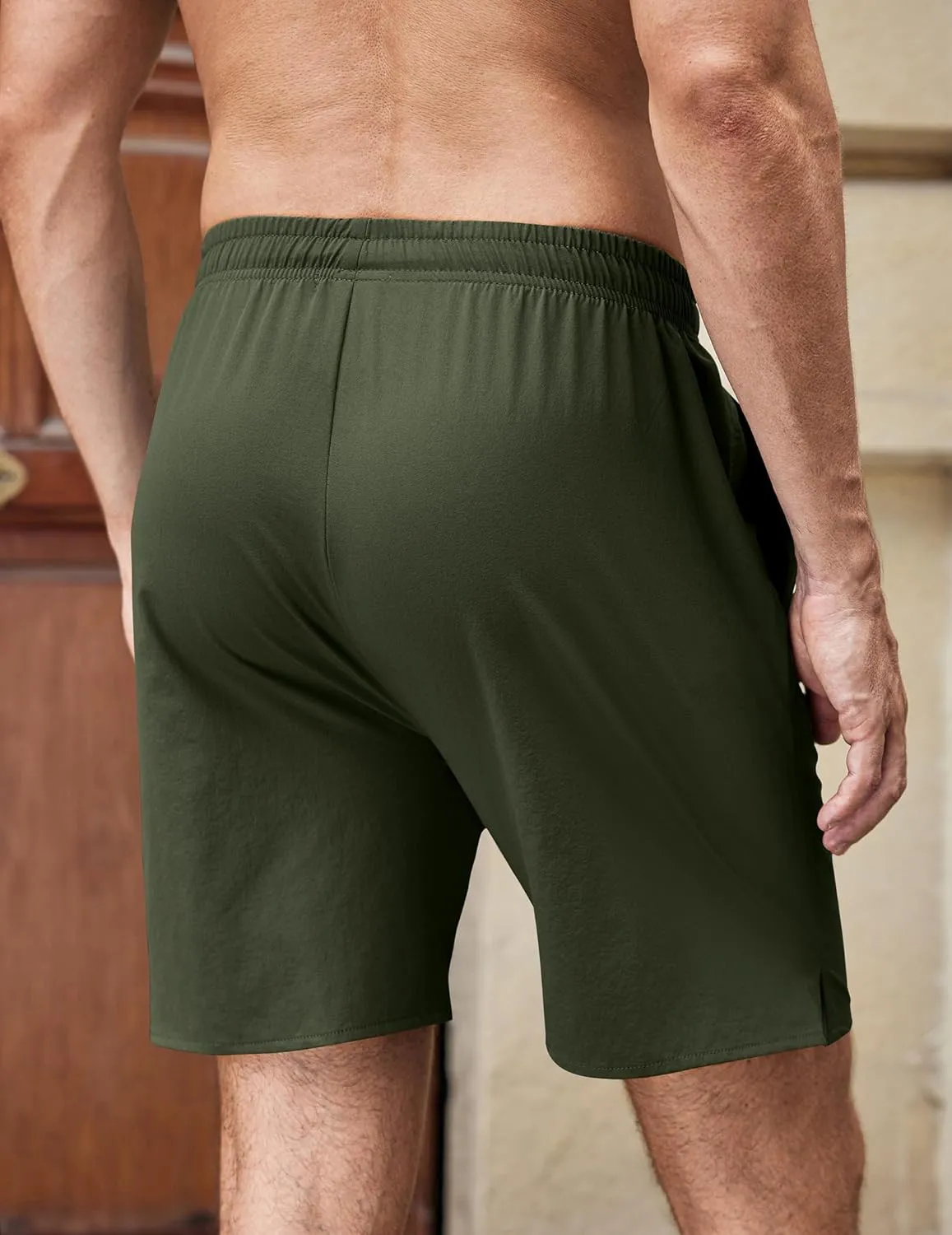 COOFANDY Men's Casual Shorts 7 inch Quick Dry Lightweight Shorts Elastic Waist Summer Beach Shorts
