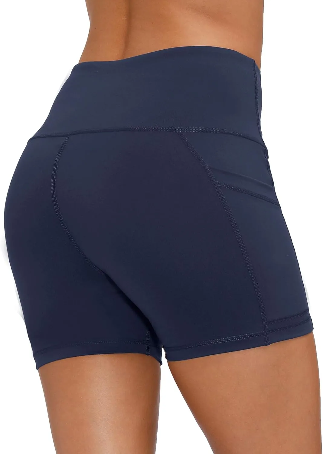 CQC Women's High Waist Yoga Shorts Compression Workout Running Bike Shorts Side Pockets