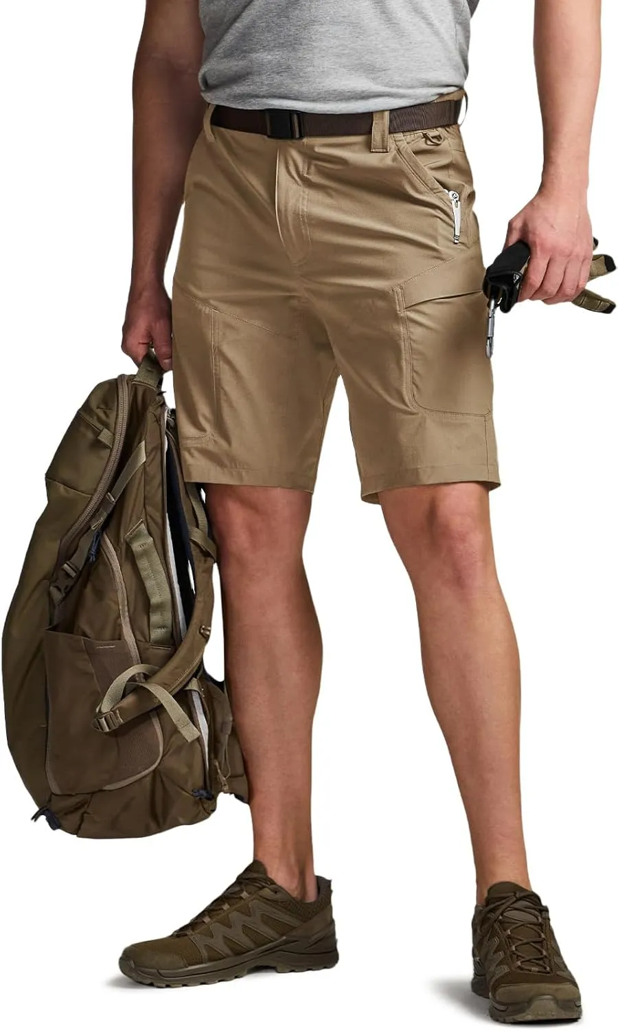 CQR Men's Hiking Cargo Shorts, Quick Dry Stretch Tactical Outdoor Shorts, Lightweight Camping Golf Shorts with Multi Pockets