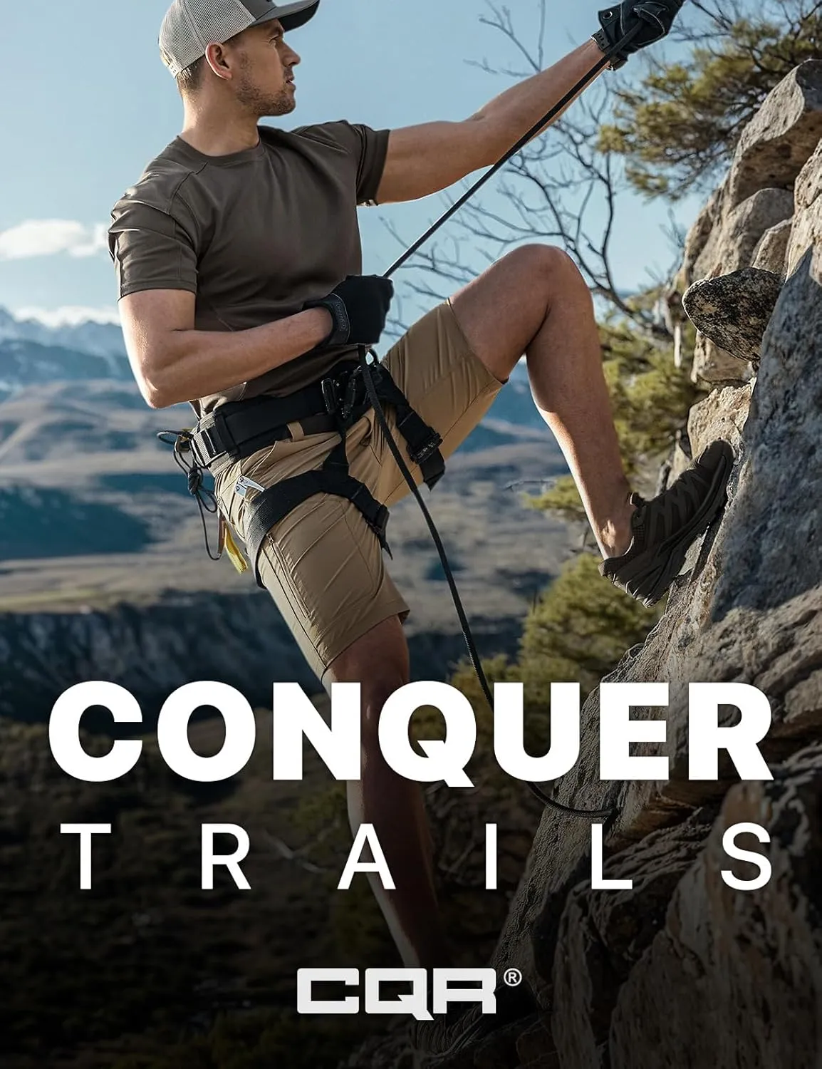 CQR Men's Hiking Cargo Shorts, Quick Dry Stretch Tactical Outdoor Shorts, Lightweight Camping Golf Shorts with Multi Pockets