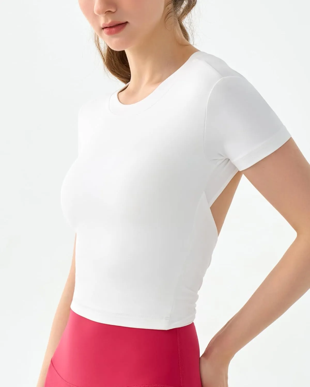 DaiLiWei Open Back Workout Tops for Women Longline Sports Bras Padded Crop Tank Yoga Top Low Back Shirts with Built in Bra