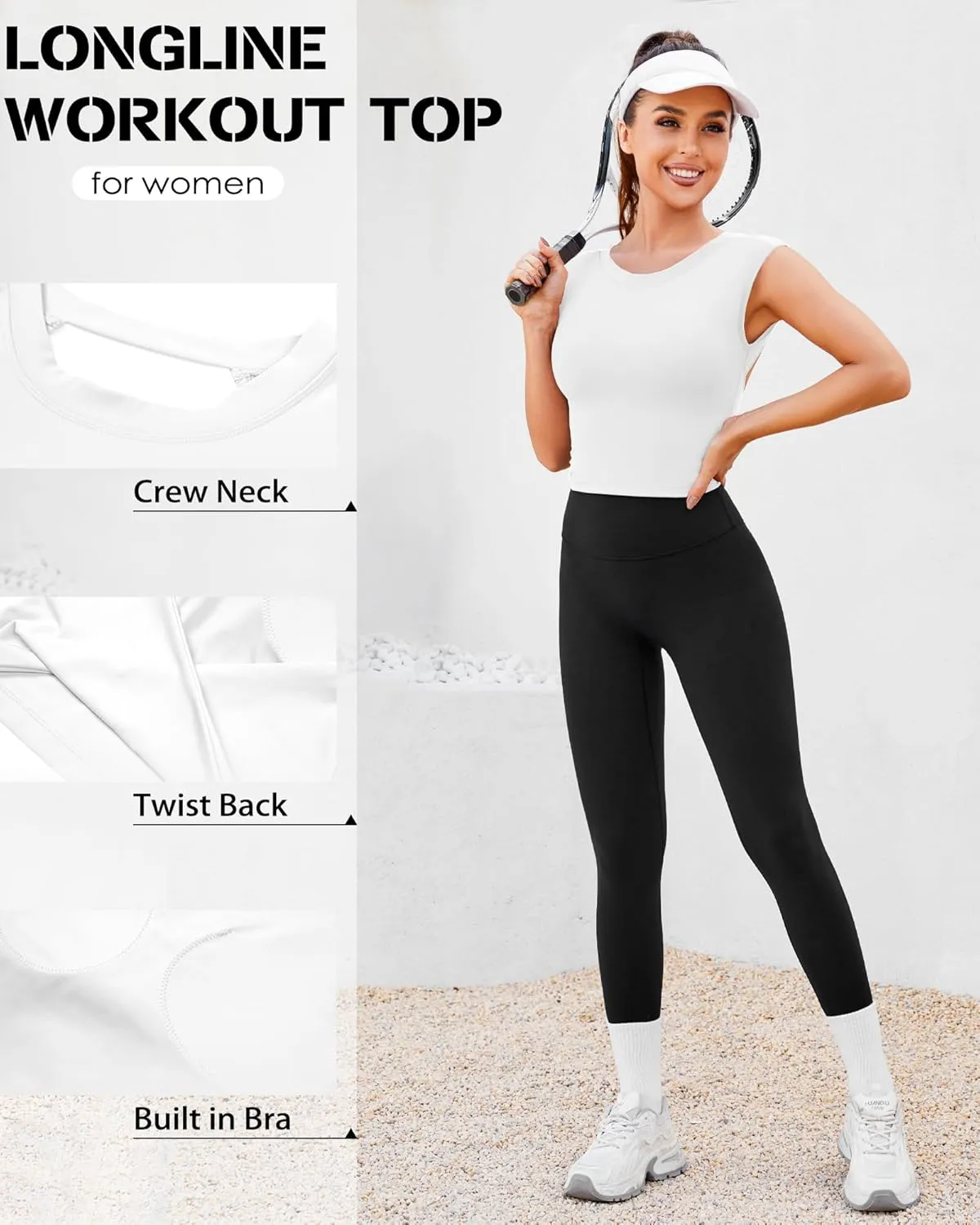 DaiLiWei Open Back Workout Tops for Women Longline Sports Bras Padded Crop Tank Yoga Top Low Back Shirts with Built in Bra