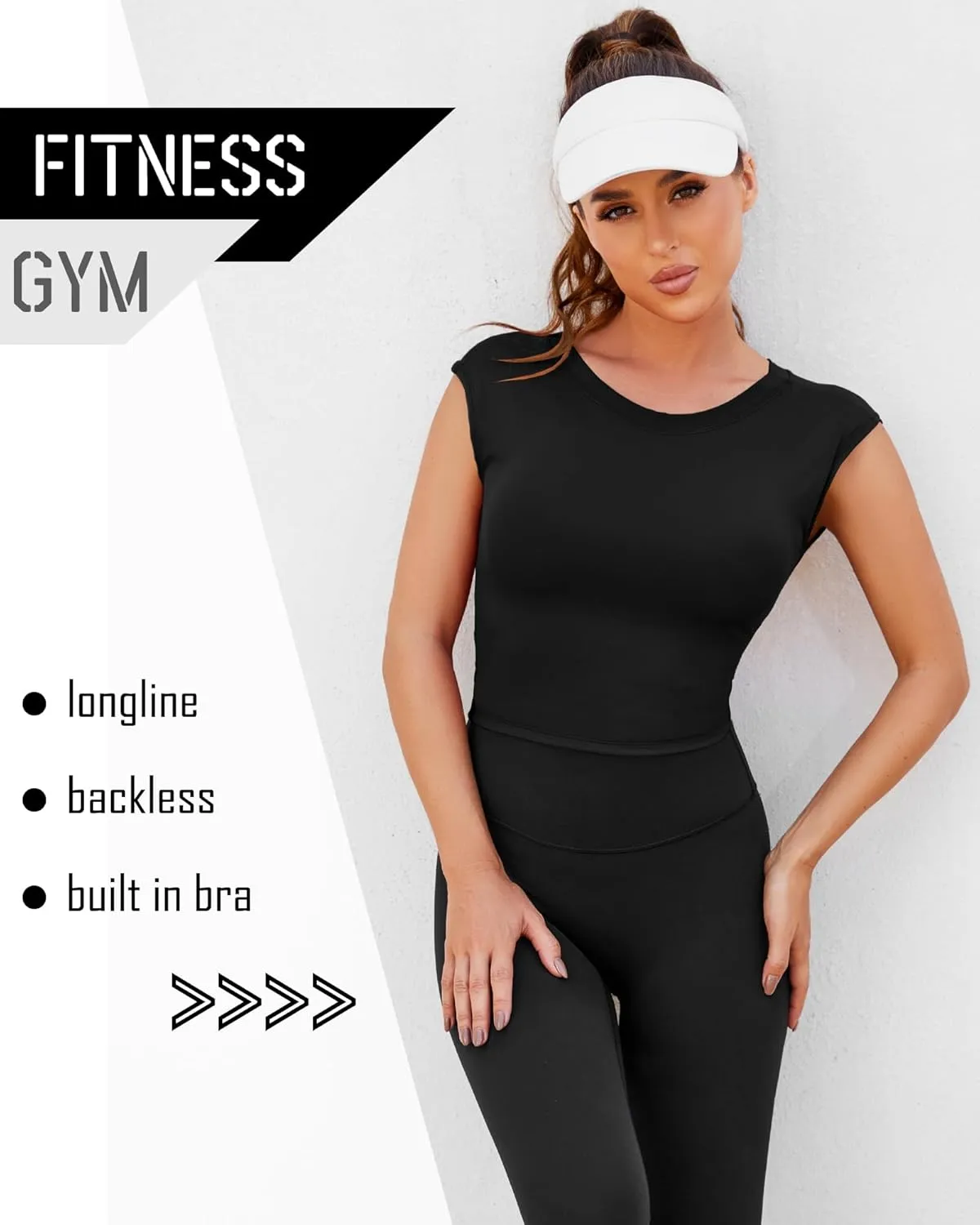 DaiLiWei Open Back Workout Tops for Women Longline Sports Bras Padded Crop Tank Yoga Top Low Back Shirts with Built in Bra