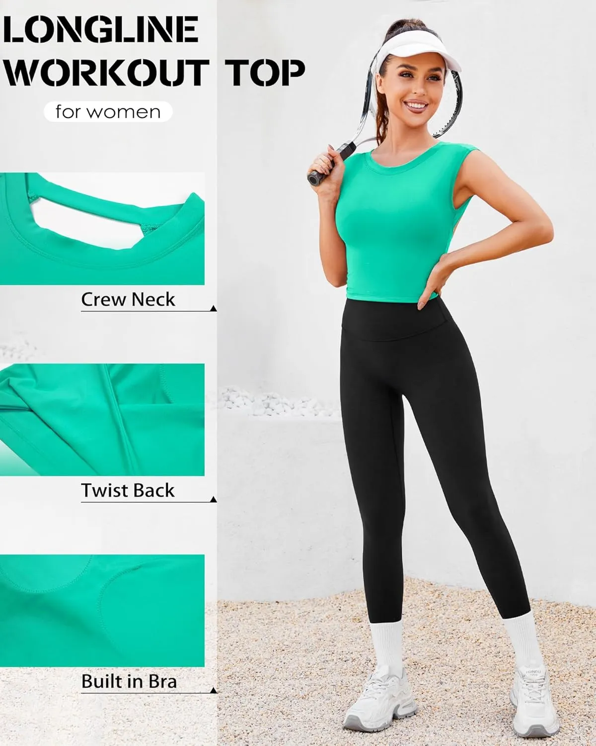 DaiLiWei Open Back Workout Tops for Women Longline Sports Bras Padded Crop Tank Yoga Top Low Back Shirts with Built in Bra