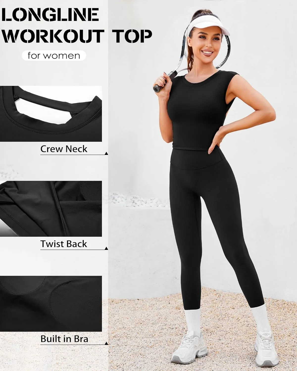 DaiLiWei Open Back Workout Tops for Women Longline Sports Bras Padded Crop Tank Yoga Top Low Back Shirts with Built in Bra