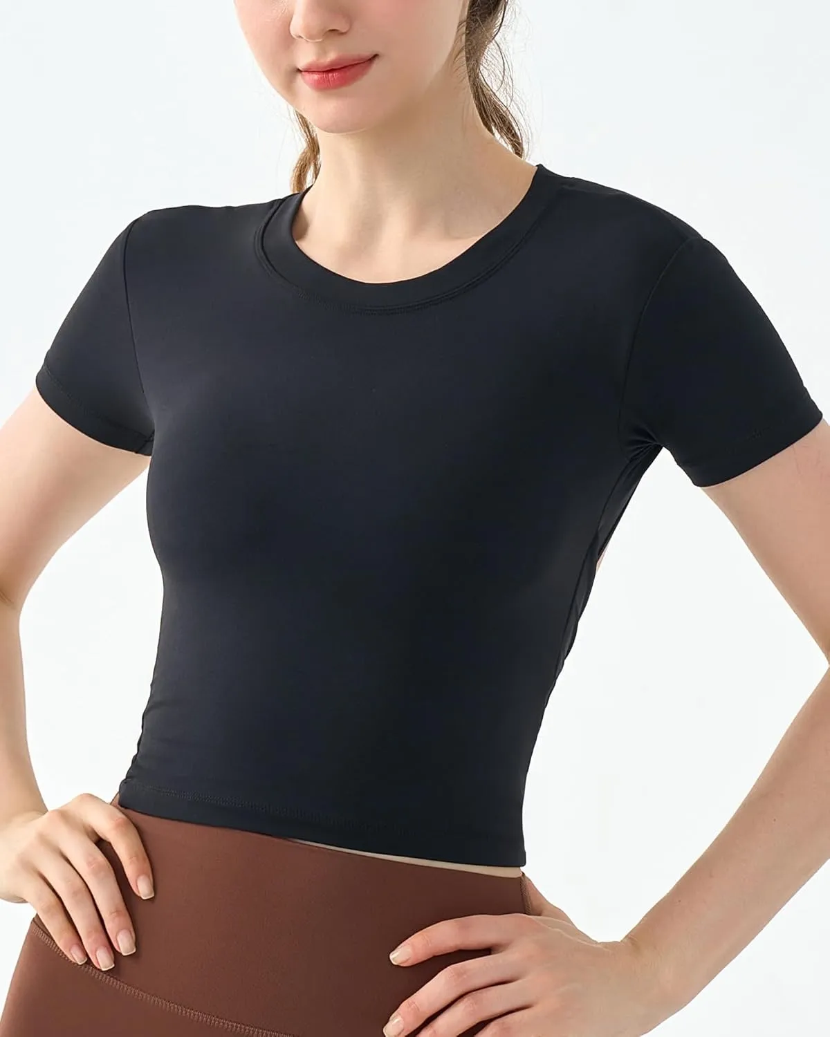 DaiLiWei Open Back Workout Tops for Women Longline Sports Bras Padded Crop Tank Yoga Top Low Back Shirts with Built in Bra