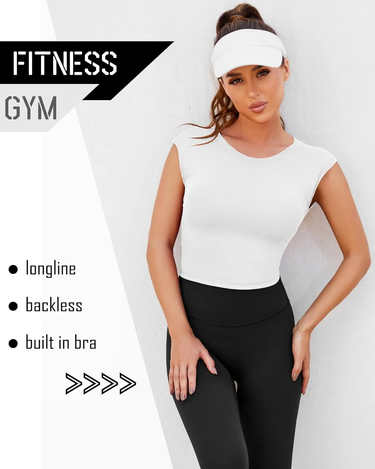 DaiLiWei Open Back Workout Tops for Women Longline Sports Bras Padded Crop Tank Yoga Top Low Back Shirts with Built in Bra