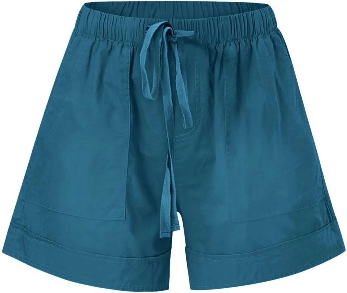 DASAYO Shorts with Pockets for Women Cotton Drawstring Elastic Waist Casual Shorts Loose Lounge Summer Shorts