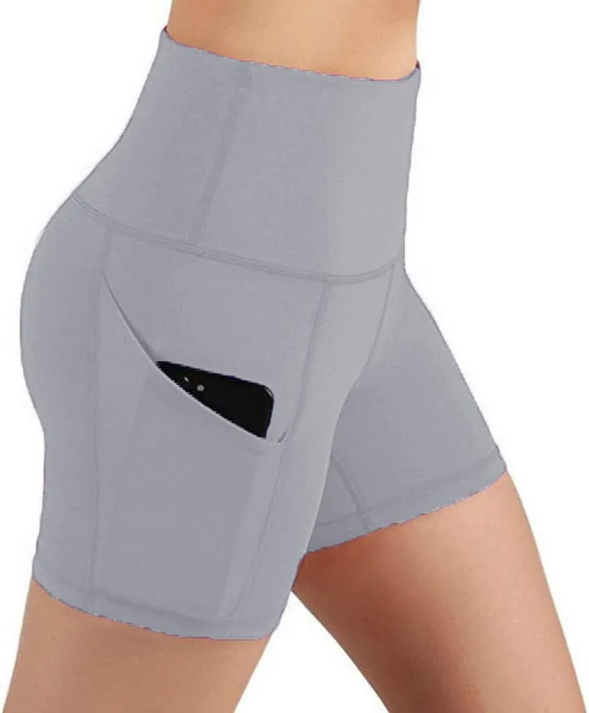DASAYO Womens High Waist Stretch Skinny Yoga Shorts Professional Workout Shorts Side Pockets Soft Tummy Control Biker Shorts