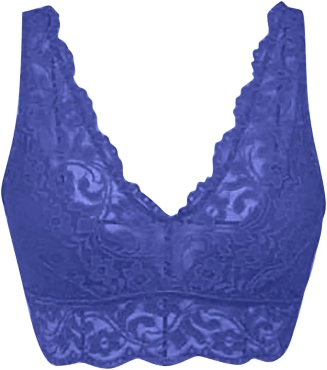 Deep V Lace Bralettes for Women Wireless Unpadded Bras Racerback Camisole Tops Basic Cami Strappy Everyday Bras