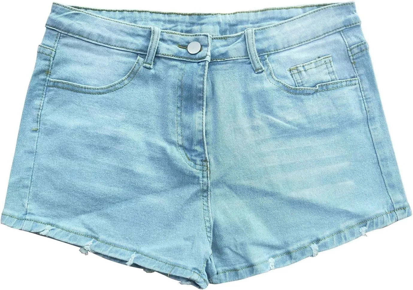 Denim Shorts for Teen Girls Trendy Low Rise Stretch Mom Jean Shorts Solid Raw Hem Slim Shorts
