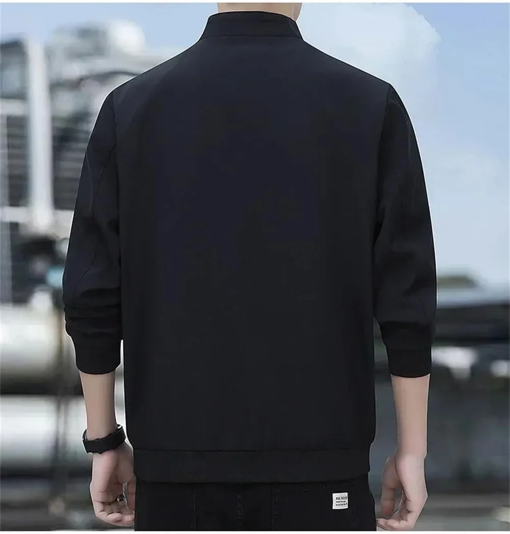 Disimlarl Men Casual Solid Slim Windbreaker Jackets Thin Outdoor Coat Business Stand Collar Thin Coat