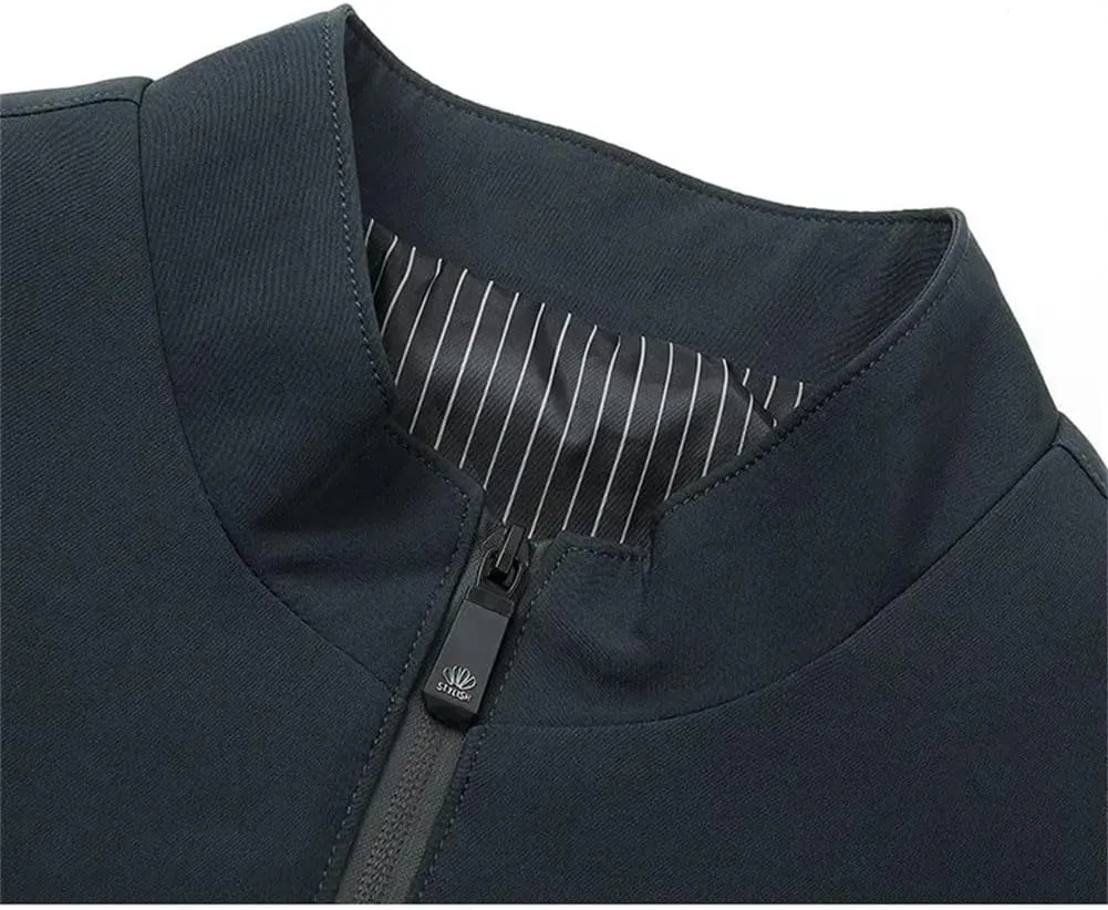 Disimlarl Men Casual Solid Slim Windbreaker Jackets Thin Outdoor Coat Business Stand Collar Thin Coat