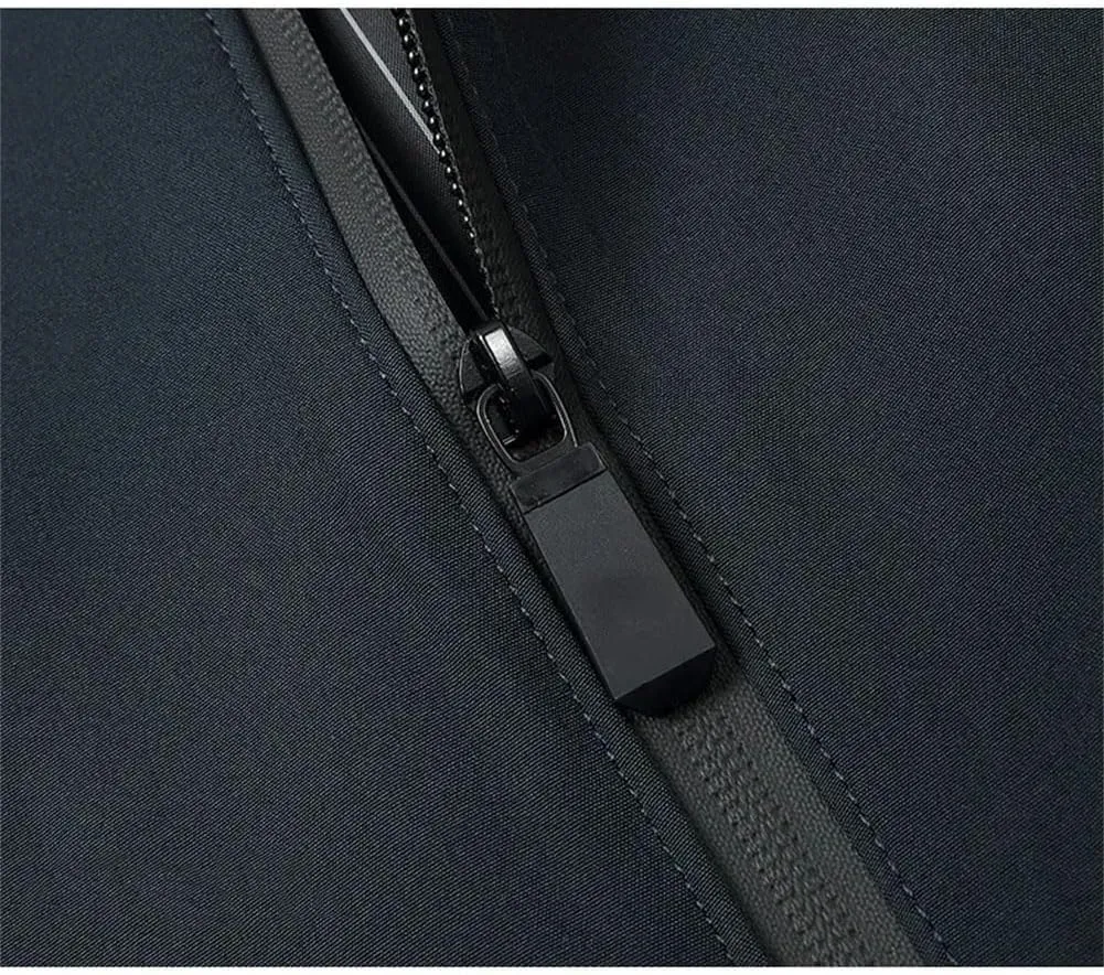 Disimlarl Men Casual Solid Slim Windbreaker Jackets Thin Outdoor Coat Business Stand Collar Thin Coat
