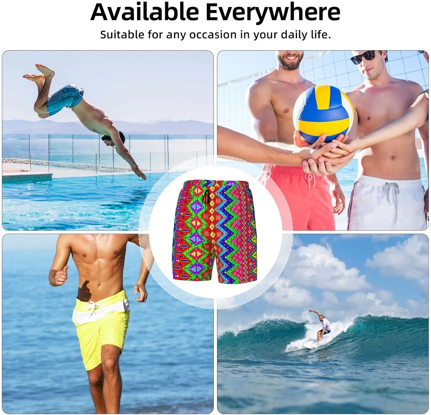 DKJlitter Men's 2 in 1 Swim Trunks, Fitness Running Shorts, Quick Dry Stretch Swim Shorts Beach Shorts for Summer