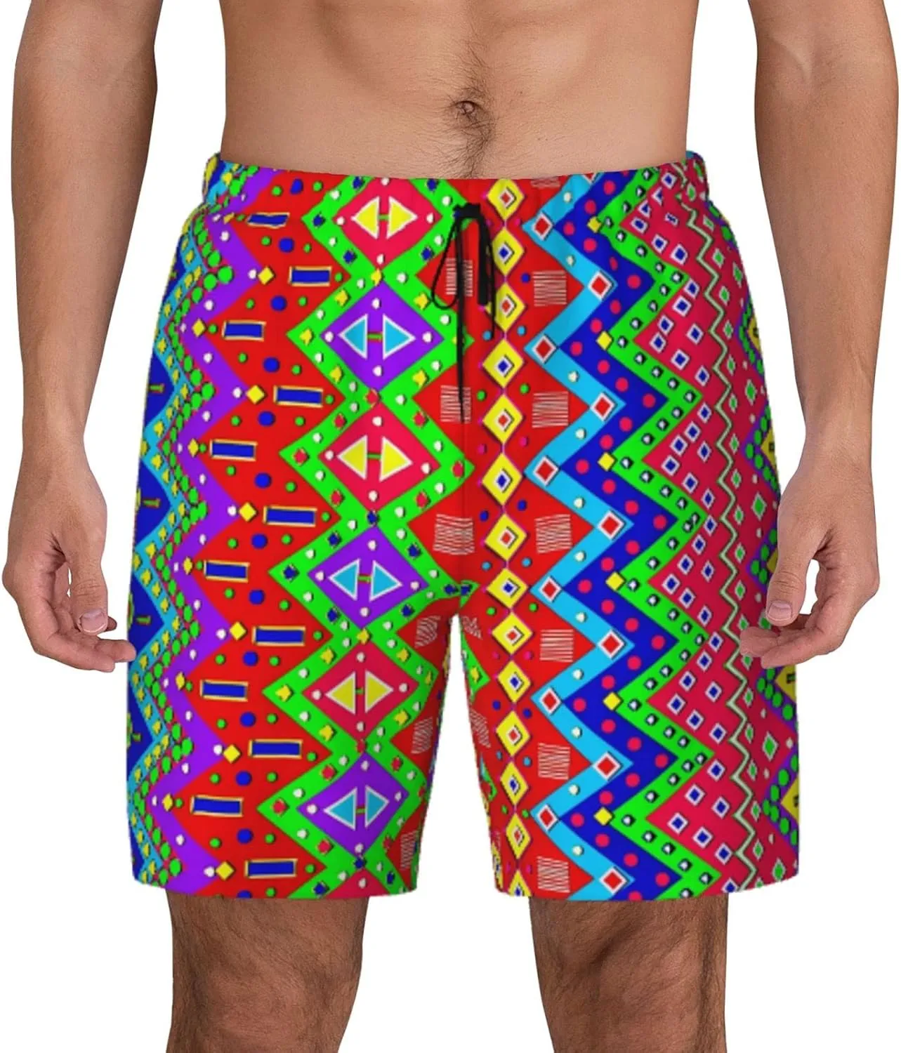 DKJlitter Men's 2 in 1 Swim Trunks, Fitness Running Shorts, Quick Dry Stretch Swim Shorts Beach Shorts for Summer