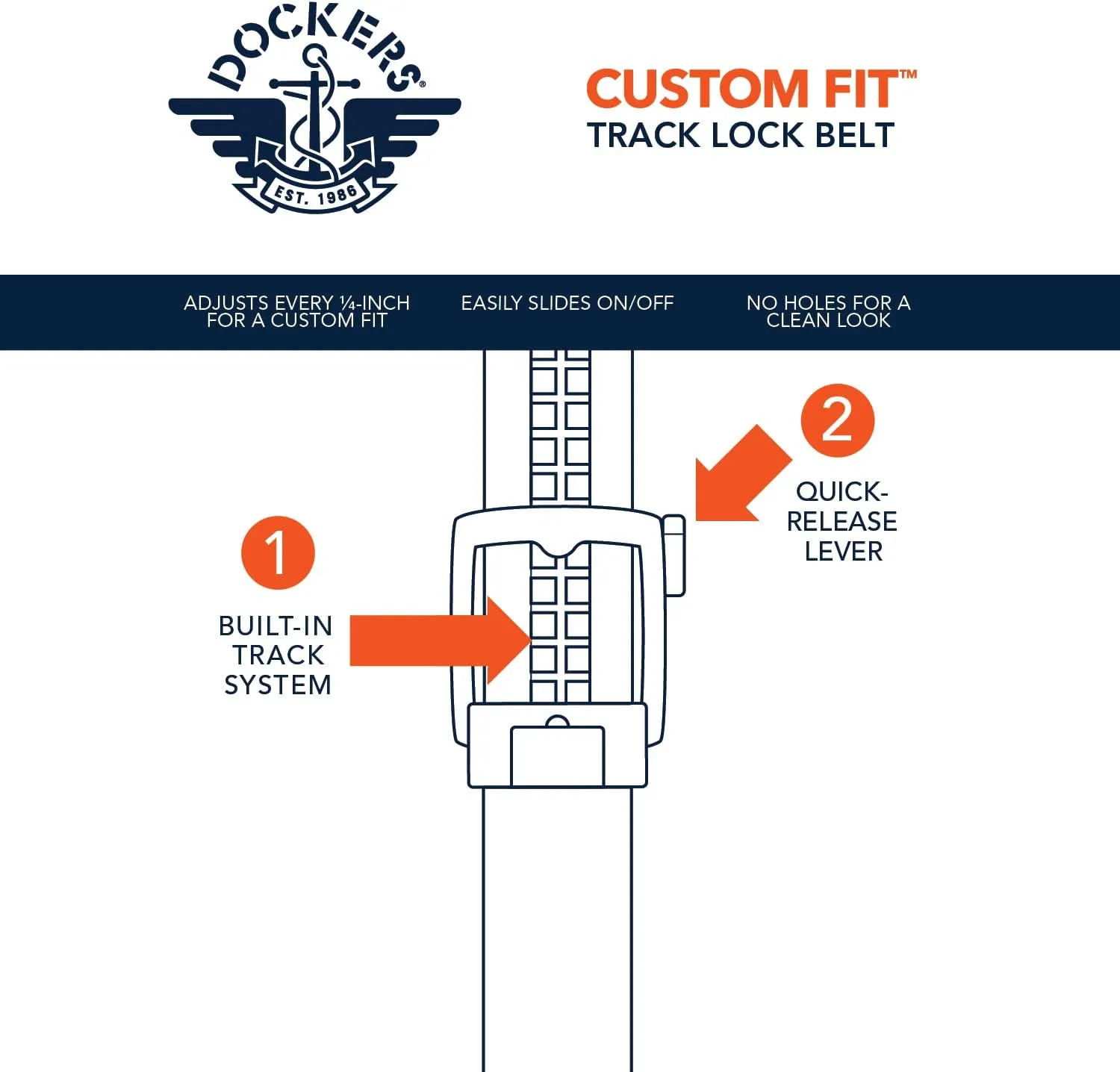DOCKERS Men's Custom Fit Belts-with Track Pressure Locking Buckle Technology