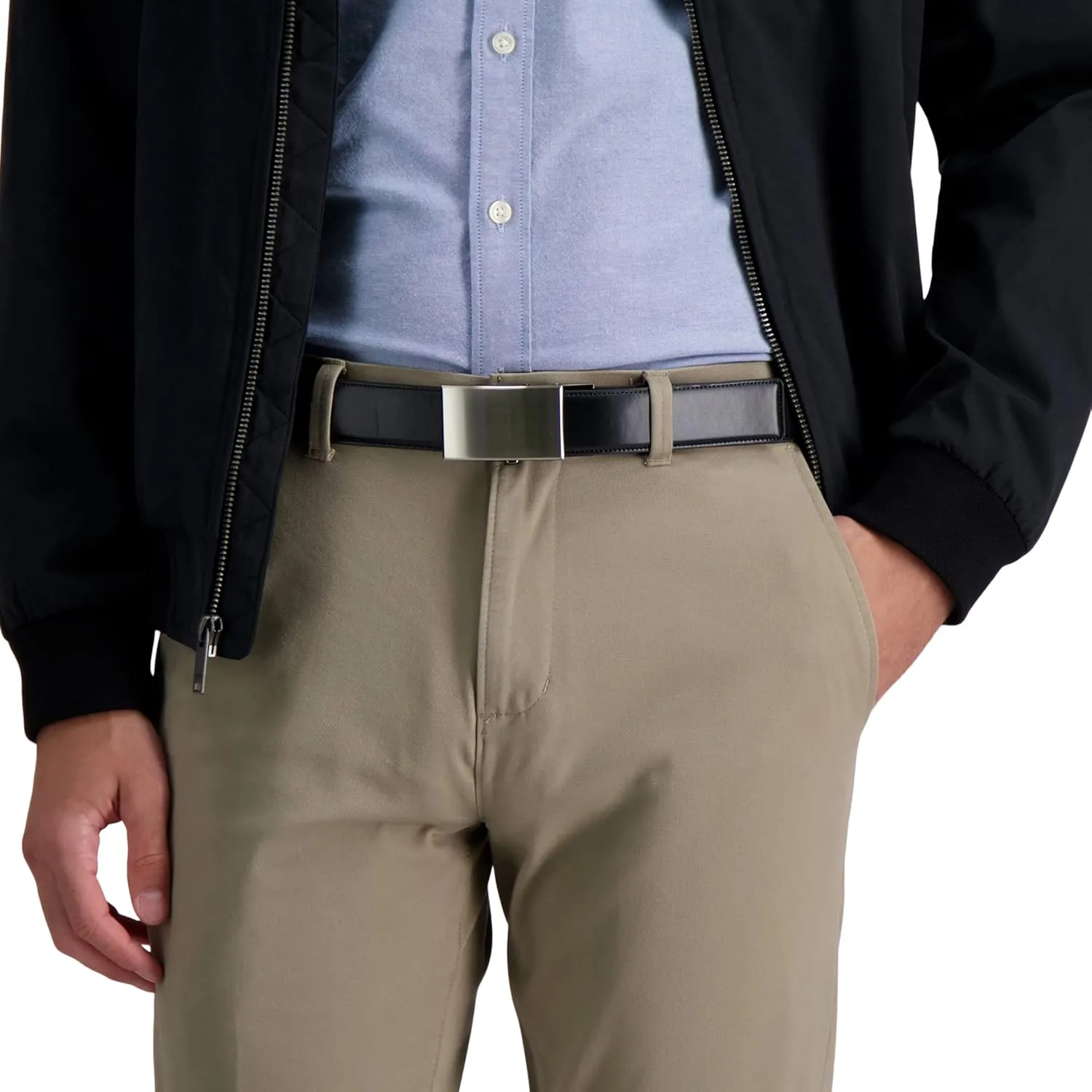 DOCKERS Men's Custom Fit Belts-with Track Pressure Locking Buckle Technology