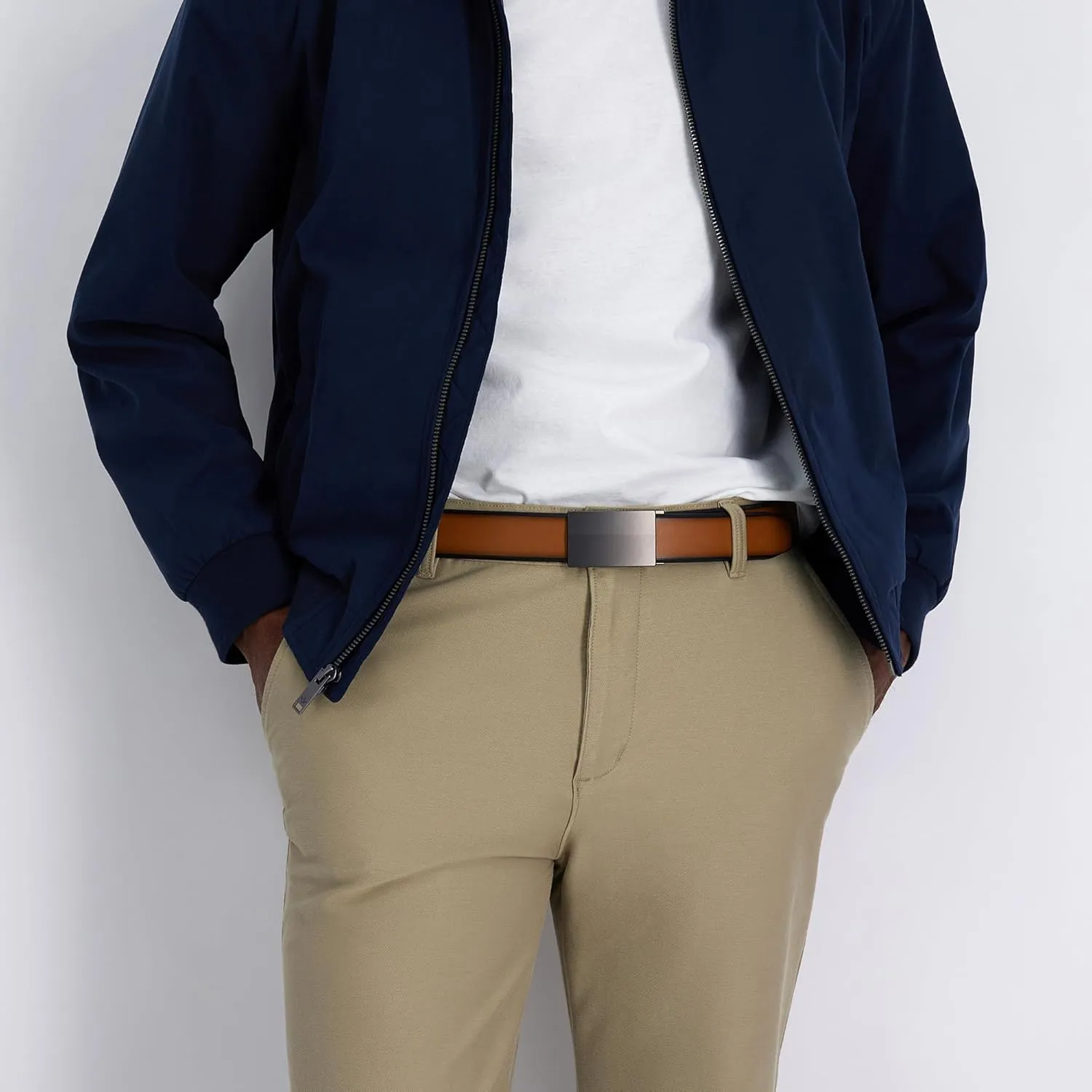 Dockers Men's Custom Fit Belts-with Track Pressure Locking Buckle Technology