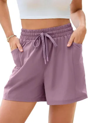 Dokotoo Women's Athletic Shorts High Waisted Running Shorts Quick Dry Daily Casual Comfy Drawstring Shorts Pocket