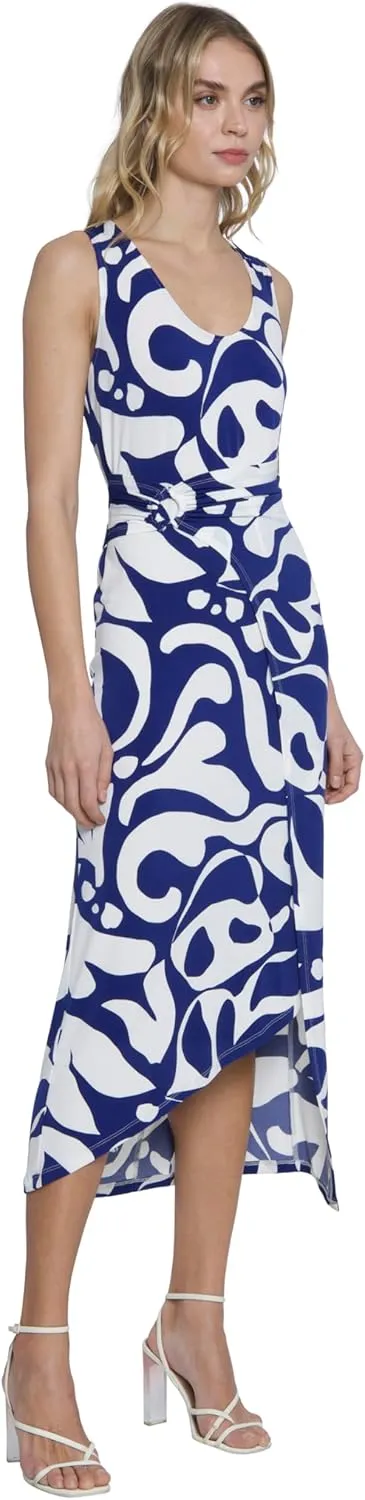 Donna Morgan Sleeveless Midi Summer Wrap Womens Dresses