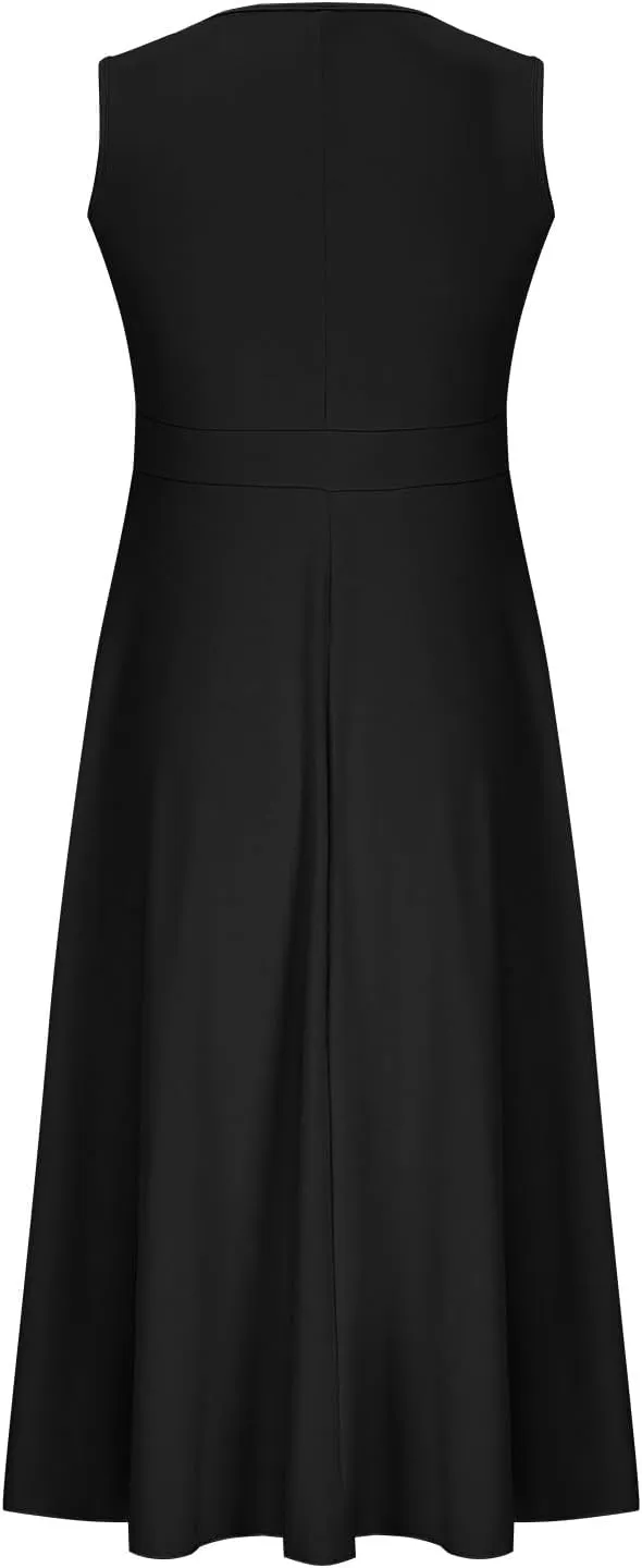Dresses for Women 2025 Summer Casual Sleeveless Formal V Neck Dress Elegant Cocktail Evening Party Dresses