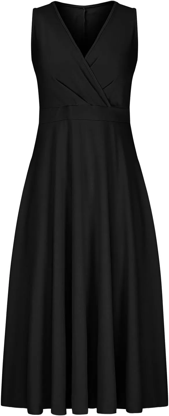 Dresses for Women 2025 Summer Casual Sleeveless Formal V Neck Dress Elegant Cocktail Evening Party Dresses