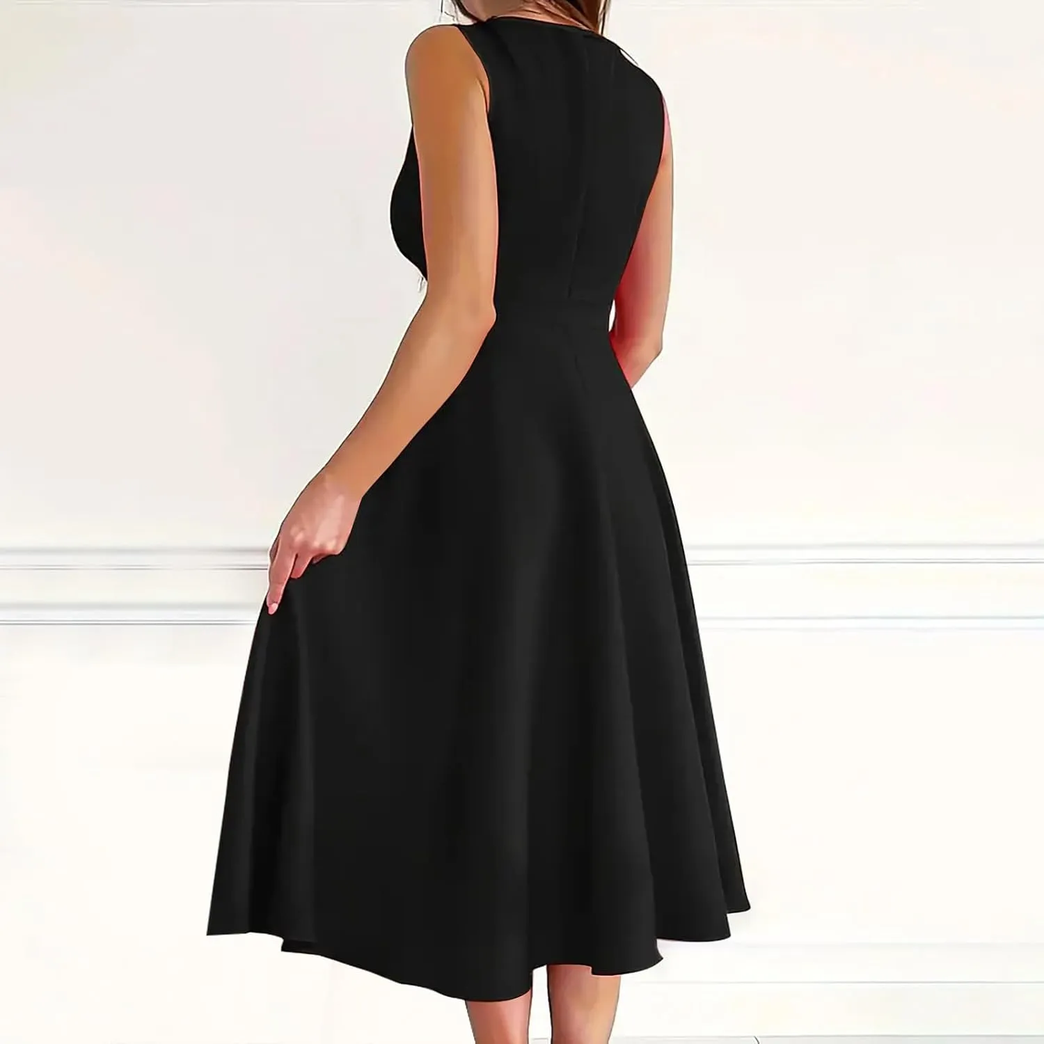 Dresses for Women 2025 Summer Casual Sleeveless Formal V Neck Dress Elegant Cocktail Evening Party Dresses