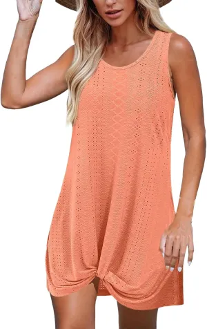 Dresses for Women Summer Beach Vacation Sleeve Mini Dress Casual Hollow Lightweight Loose Fit Dresses Sundress 2025