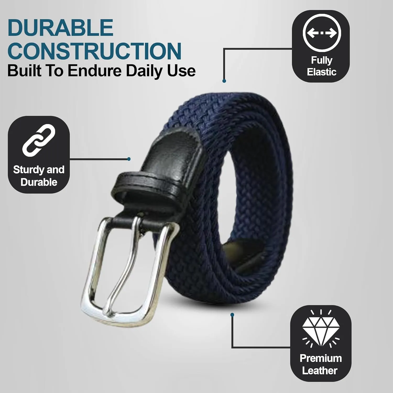 Elastic Mens Strech Belt - Casual Woven Braided Belt in Gift Box for Golf Pants, Shorts, Jeans
