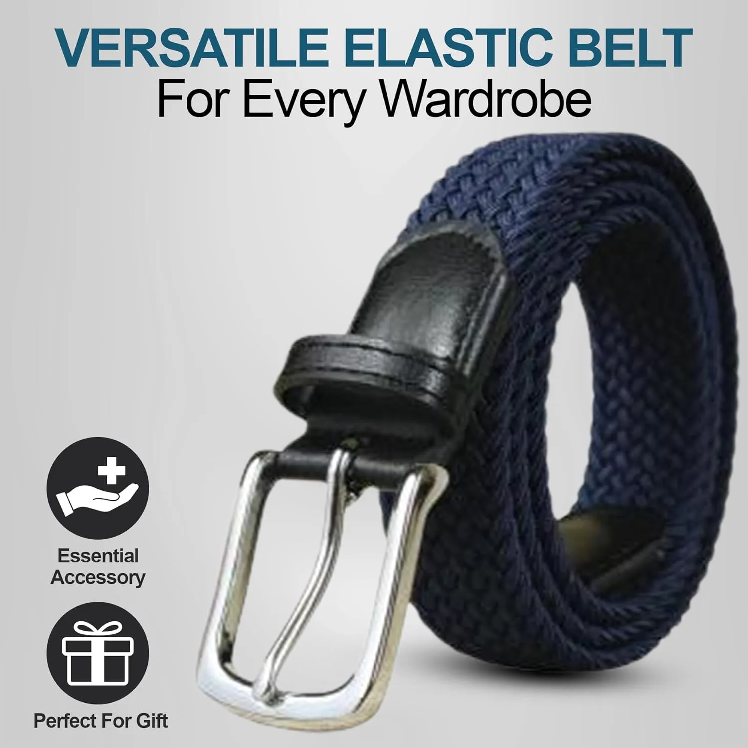 Elastic Mens Strech Belt - Casual Woven Braided Belt in Gift Box for Golf Pants, Shorts, Jeans