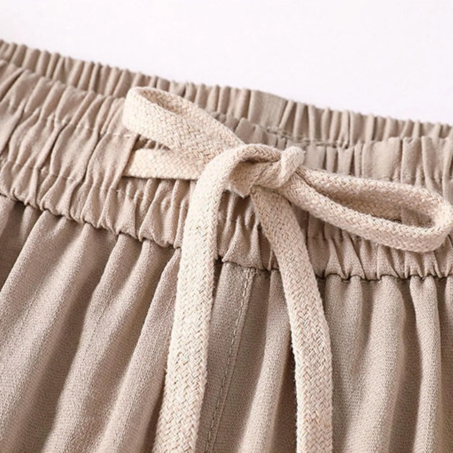 fanmpghleoo Linen Capri Pants for Women Plus Size Gaucho Linen Capris High Waisted Wide Leg Cropped Pants Comfy Lounge Pants