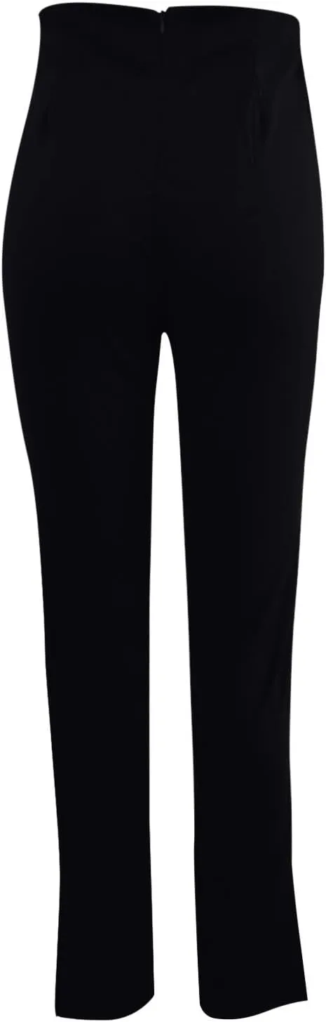 Fashion Ladies Exposed Buttons Curvy Flare Dress Pants Solid Color High Waisted Wide Leg Bell Bottom Trousers for Women
