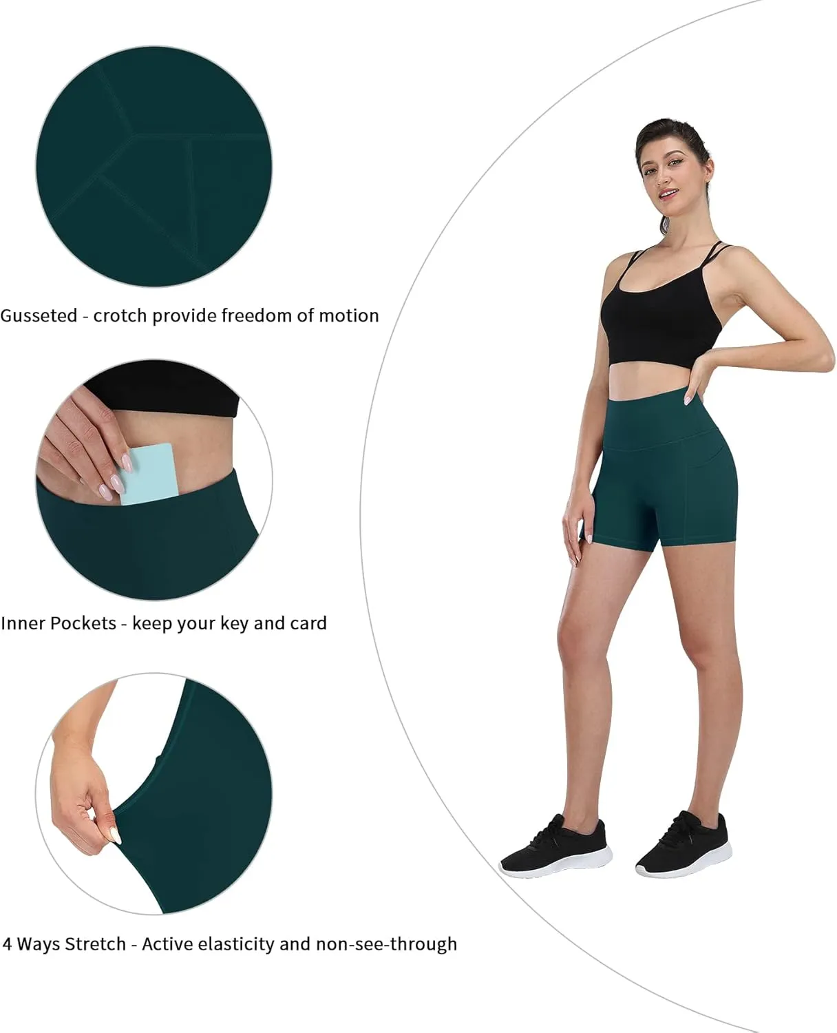 Fengbay 2 Pack 8" /5" Biker Shorts for Women with Pockets, High Waist Workout Shorts for Women Compression Yoga Shorts