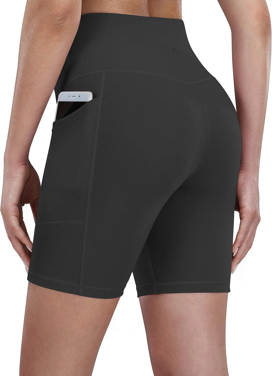 Fengbay 2 Pack 8" /5" Biker Shorts for Women with Pockets, High Waist Workout Shorts for Women Compression Yoga Shorts