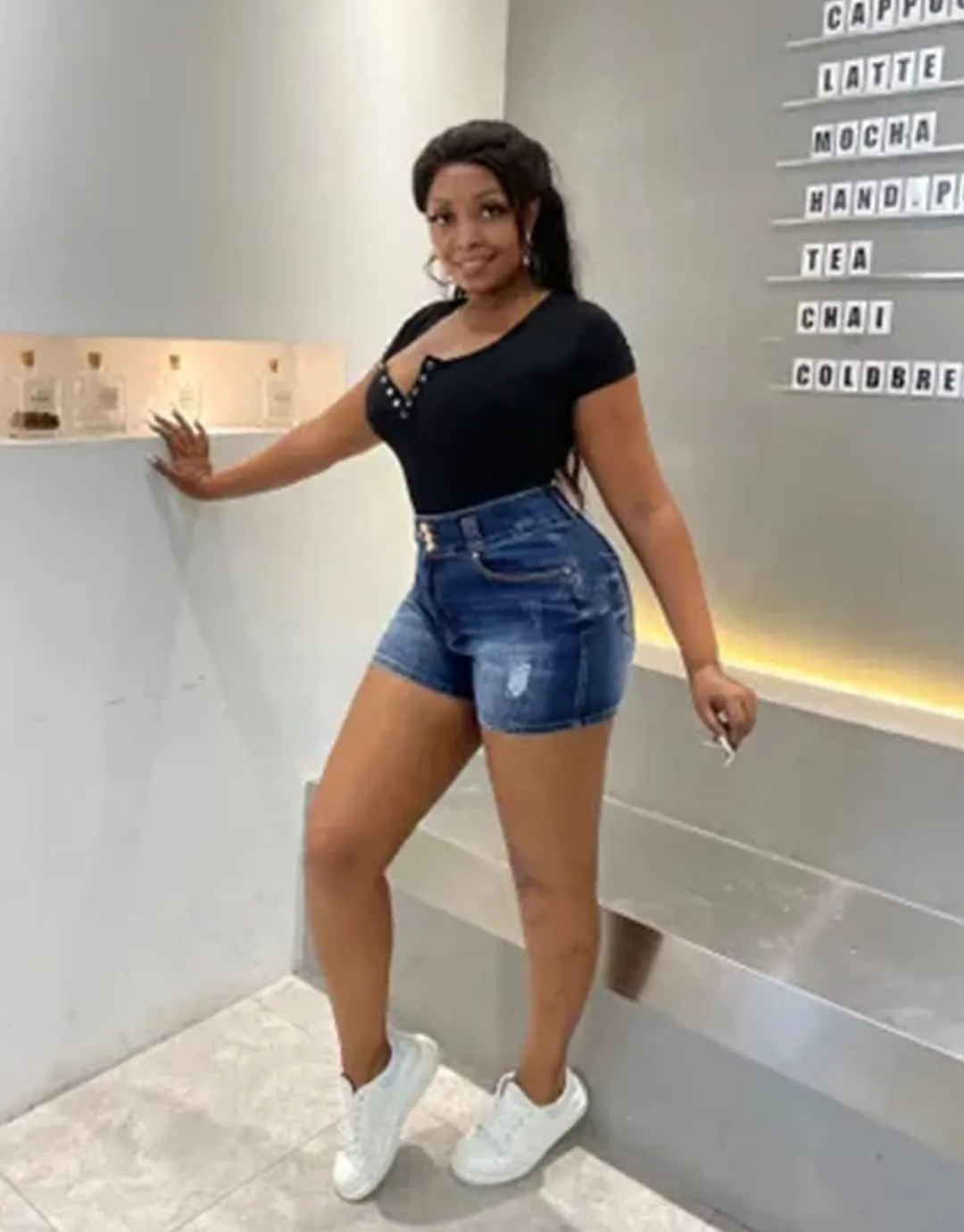 Flamingals Butt Lifting Shorts for Women High Waist Denim Jeans Shorts with Pockets Frayed Raw Ripped