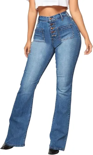 Flare Jeans for Women Bootcut Bell Bottom High Waisted Jeans Stretchy Slimming Retro Skinny Baggy Distressed Jeans