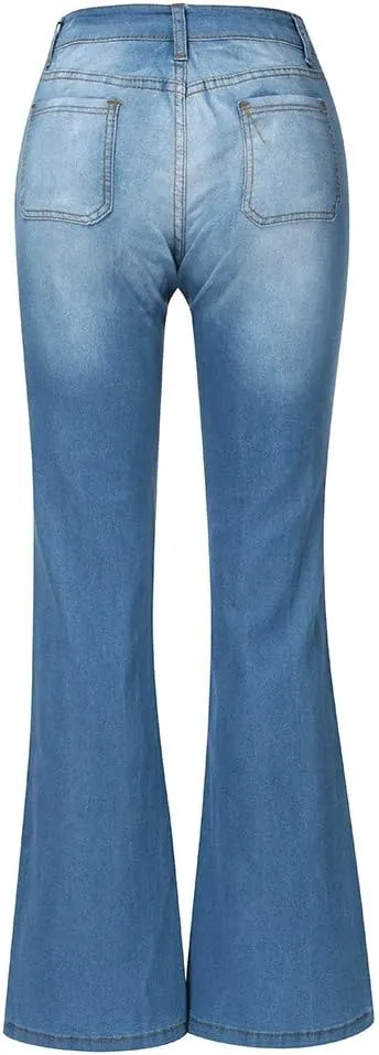 Flare Jeans for Women Bootcut Bell Bottom High Waisted Jeans Stretchy Slimming Retro Skinny Baggy Distressed Jeans