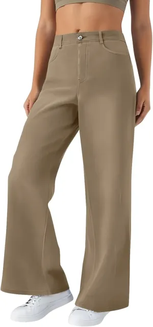 Flare Jeans for Women Cargo, Mid Rise Jeans for Women High Waisted Stretchy Wide Leg Summer Trousers Petite Baggy