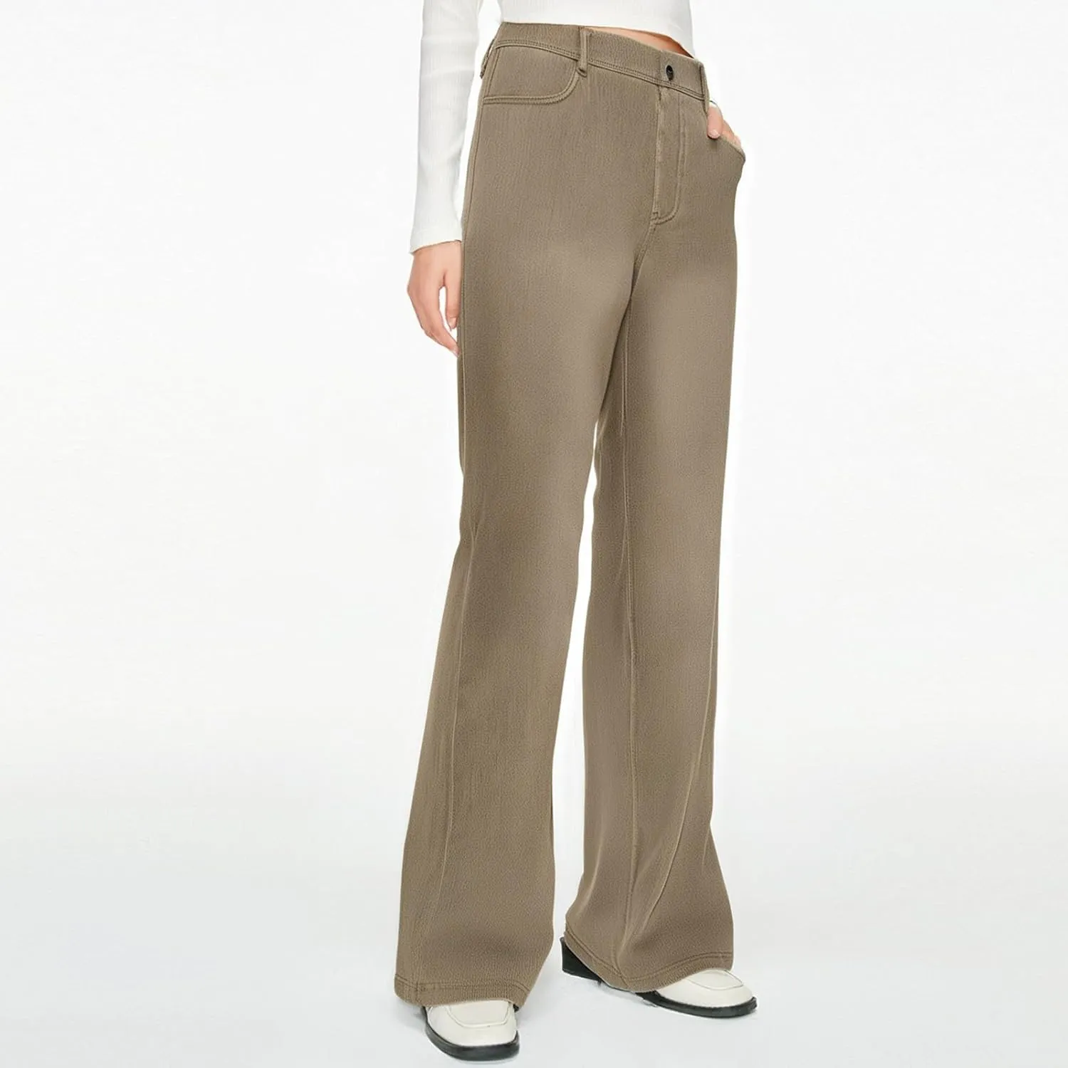 Flare Jeans for Women Cargo, Mid Rise Jeans for Women High Waisted Stretchy Wide Leg Summer Trousers Petite Baggy