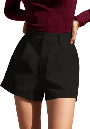 Floerns Women's Casual Solid High Waist Wide Leg Shorts with Pocket