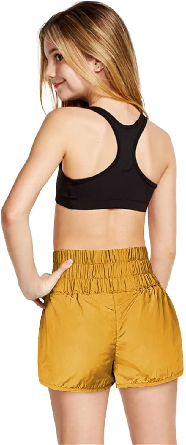Flowy Shorts for Teen Girls High Waist Quick Dry Athletic Gym Running Biker Shorts Preppy Youth Butterfly Shorts