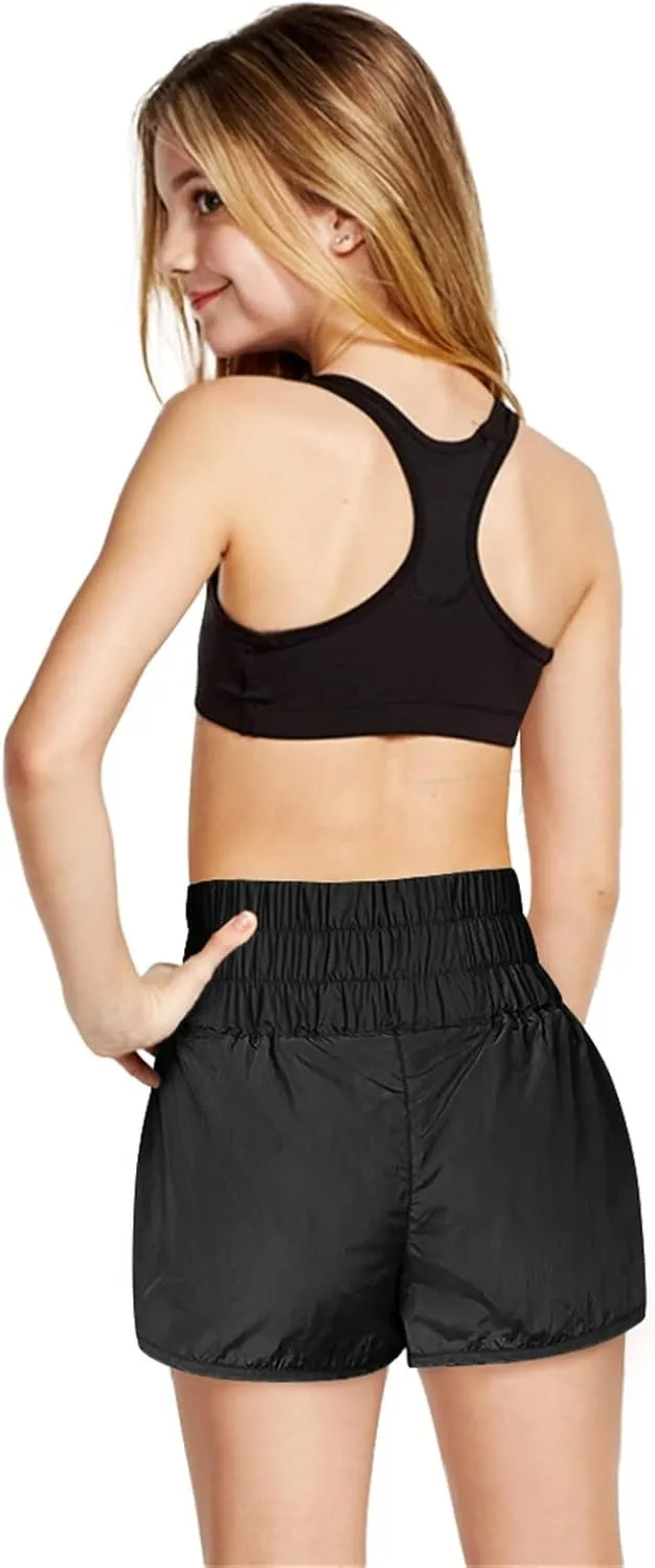 Flowy Shorts for Teen Girls High Waist Quick Dry Athletic Gym Running Biker Shorts Preppy Youth Butterfly Shorts
