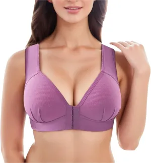 Front Closure Wireless Bras for Women Full Coverage Post Surgery Compression Back Smoothing Comfort Adjustable