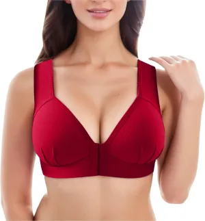 Front Closure Wireless Bras for Women Full Coverage Post Surgery Compression Back Smoothing Comfort Adjustable